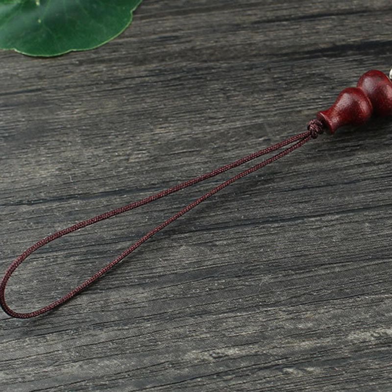 Buddha Stones Green Sandalwood Ebony Wood Gourd Seven Layer Pagoda Positive Phone Hanging Decoration