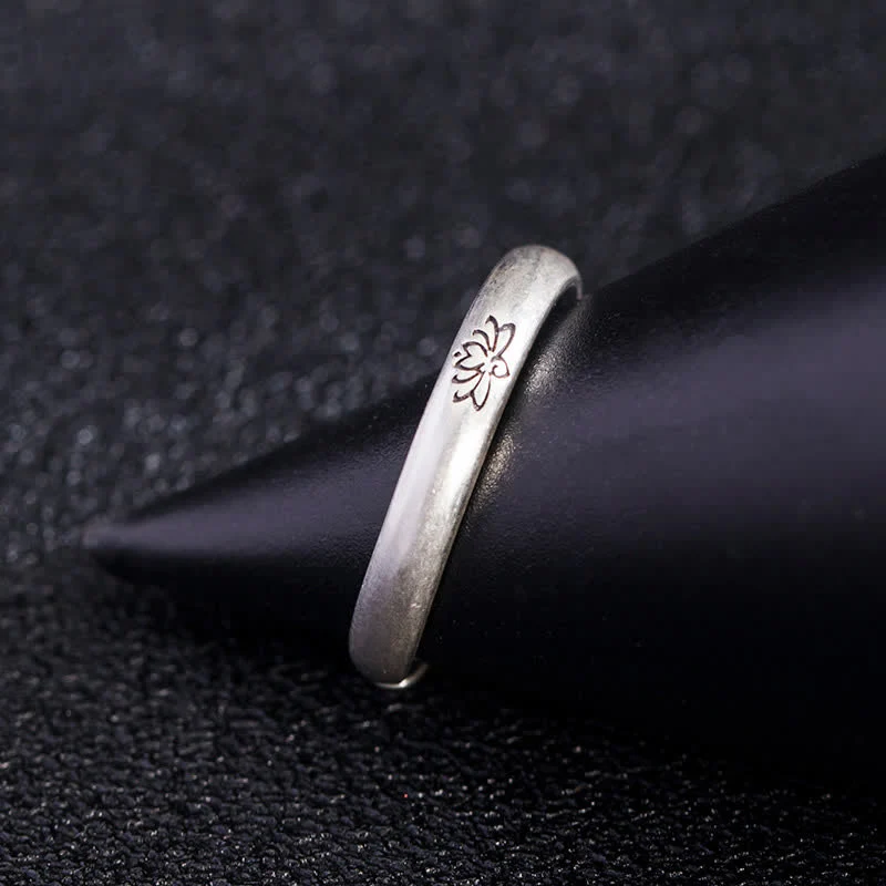 Buddha Stones 925 Sterling Silver Lotus Flower Enlightenment Ring