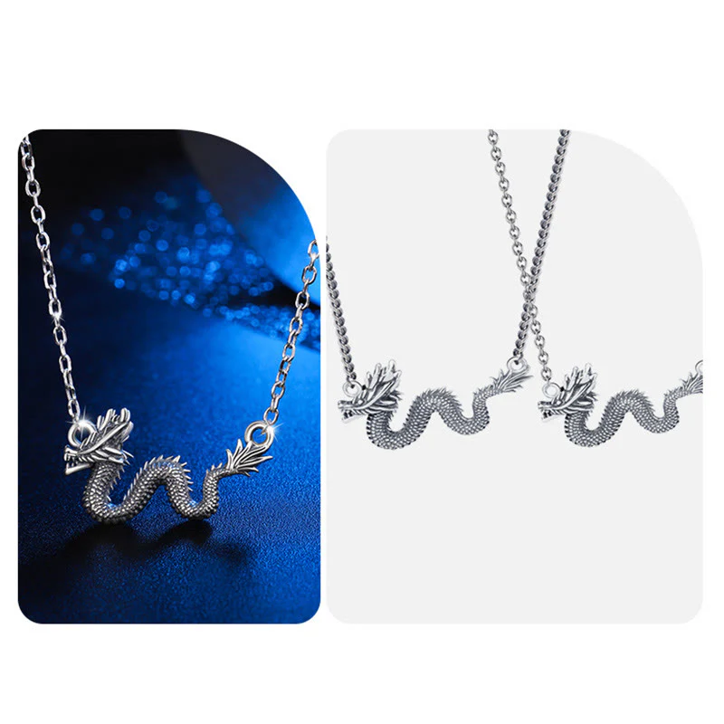Buddha Stones 925 Sterling Silver Year Of The Dragon Auspicious Dragon Protection Chain Necklace Pendant(Extra 30% Off | USE CODE: FS30)