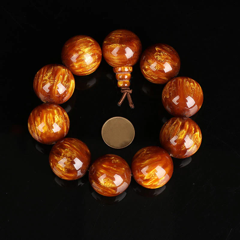 Buddha Stones Golden Sea Willow Success Positive Bracelet Mala