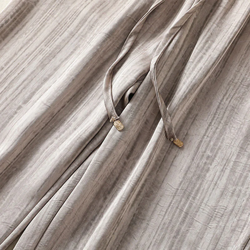 Buddha Stones Artistic Casual Vertical Lines Pattern Drawstring Ankle-length Women's Pants With Pockets