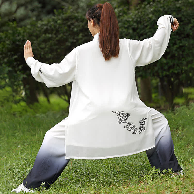 Buddha Stones Auspicious Clouds Gradient Meditation Prayer Spiritual Zen Tai Chi Qigong Practice Women's Clothing Set