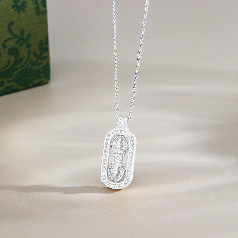 Buddha Stones 925 Sterling Silver Mini PiXiu Dorje Vajra Wealth Necklace Pendant