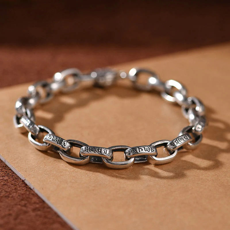 Buddha Stones 925 Sterling Silver Six True Words Wisdom Calm Bracelet