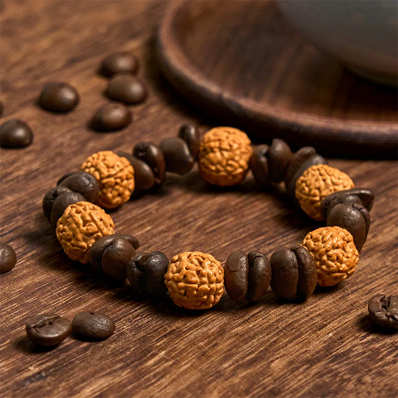 Buddha Stones Handmade Natural Coffee Beans Bodhi Seed Luck Bracelet