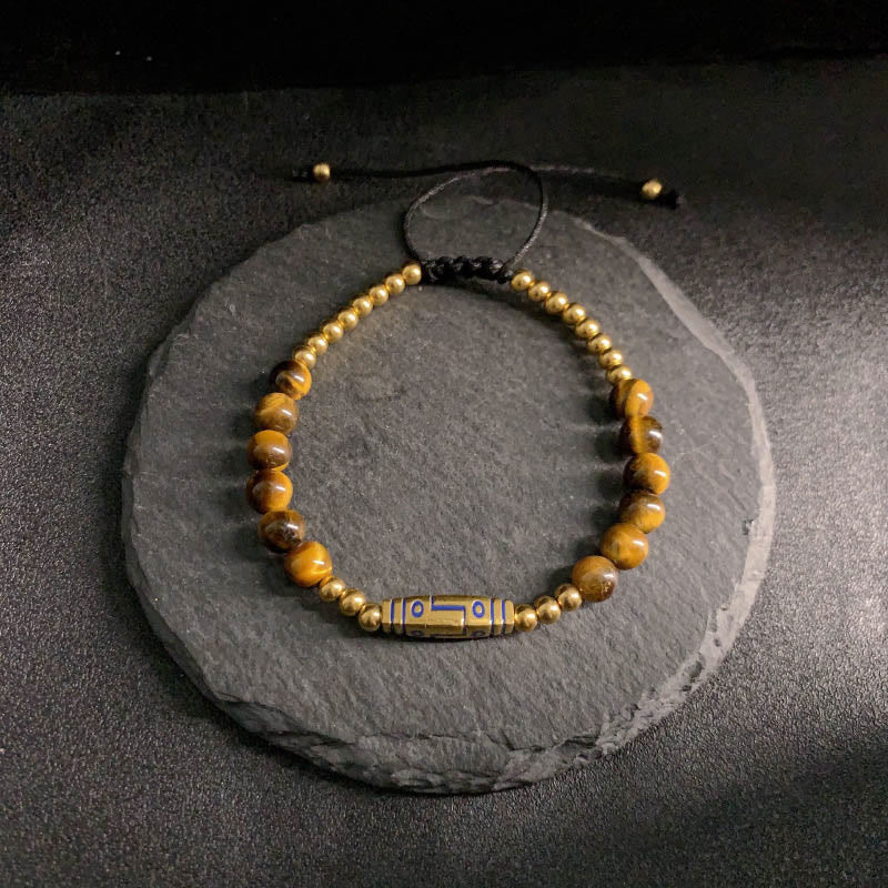 Buddha Stones Cute Bone Pattern Tiger Eye Courage Beads Bracelet