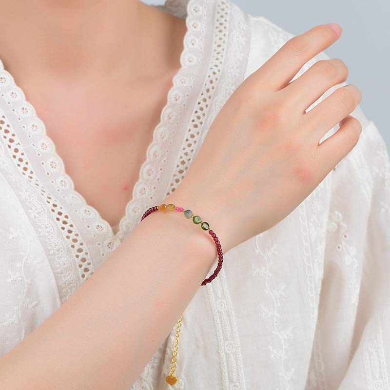 Buddha Stones Garnet Tourmaline Butterfly Protection Bracelet Anklet