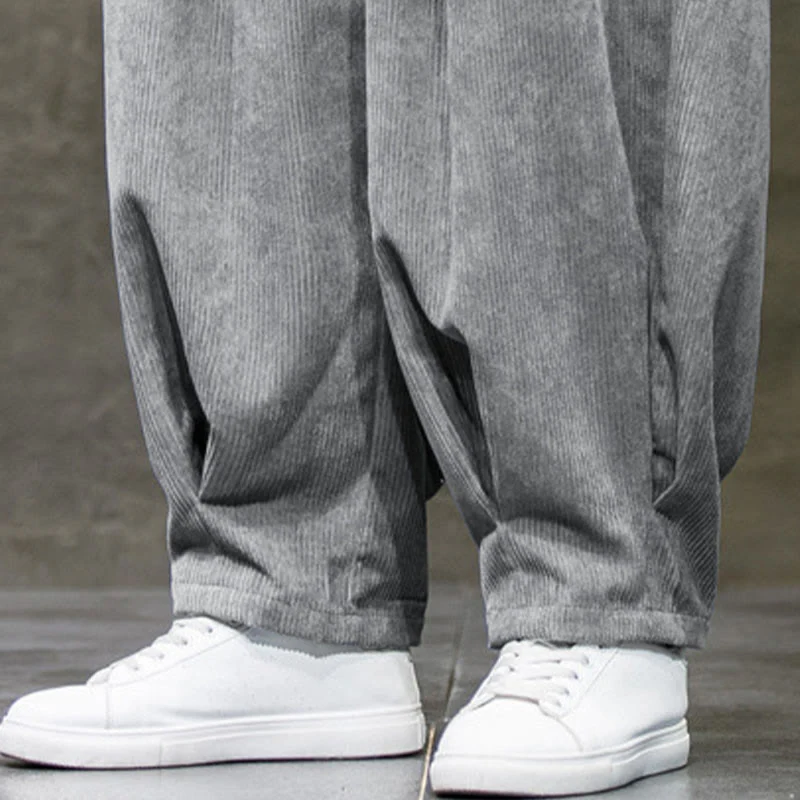 Buddha Stones Casual Plain Cotton Bloomer Men's Pants With Pockets