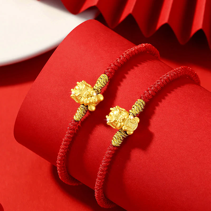 Buddha Stones 999 Sterling Silver Year of the Dragon Copper Coin Fortune Dragon Fu Character Luck Handcrafted Red String Braided Bracelet (Extra 30% Off | USE CODE: FS30)