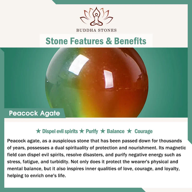 Buddha Stones Peacock Agate Topaz Peace Buckle Nafu Balance Bracelet