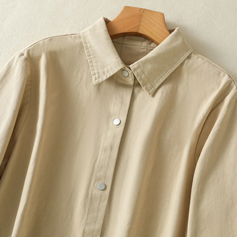 Buddha Stones Plain Button Design Stand Collar Women's Cotton Jacket