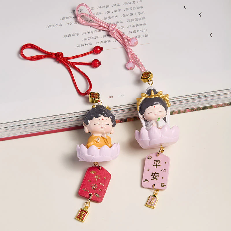 Buddha Stones Lotus Avalokitesvara Buddha Fu Character Wealth Car Hanging Decoration