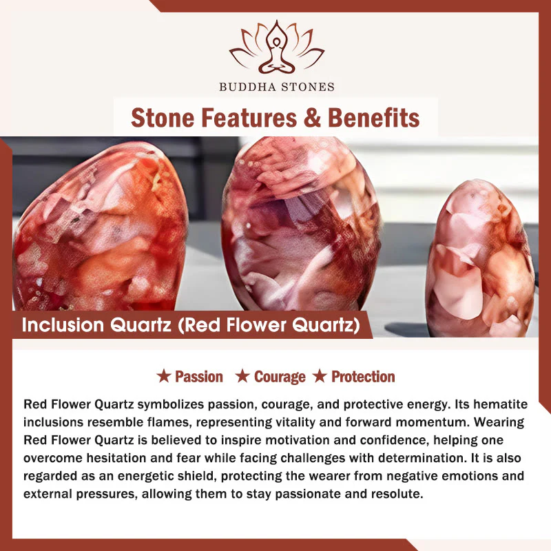 Buddha Stones 925 Sterling Silver Cat Head Natural Red Flower Quartz Protection Necklace Pendant