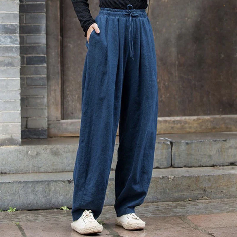 Buddha Stones Plain Design Cotton Women's Pants