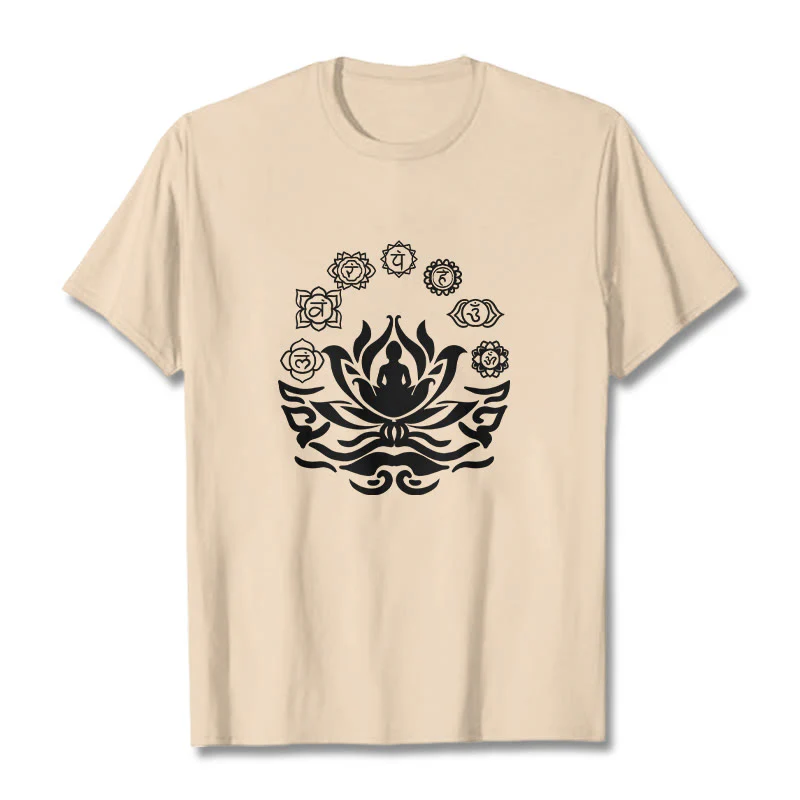 Buddha Stones OM Symbol Sanskrit Mantras Buddha Lotus Flower Design Tee T-shirt