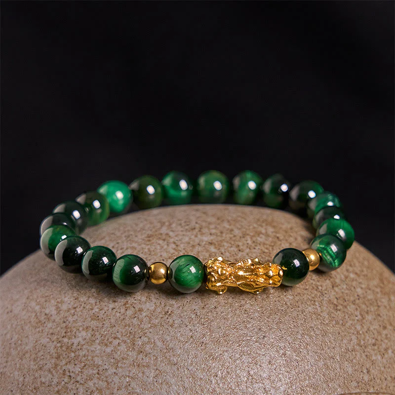Buddha Stones Various Color Tiger Eye Beads Pixiu Wealth Courage Bracelet