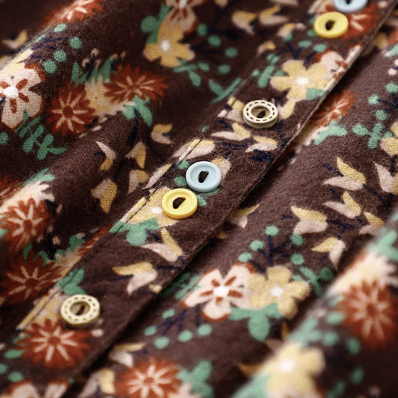 Buddha Stones Casual Florals Crew Neck Cotton Linen Women's Shirt