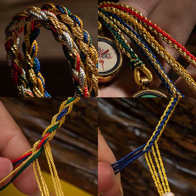 Buddha Stones Tibet Handmade Five God Of Wealth Thangka Protection Wall Car Hanging Decoration