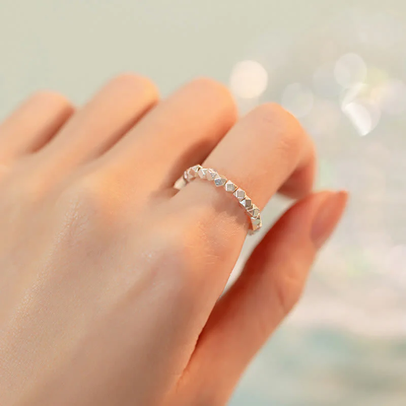 Buddha Stones 925 Sterling Silver Beaded Blessing Ring