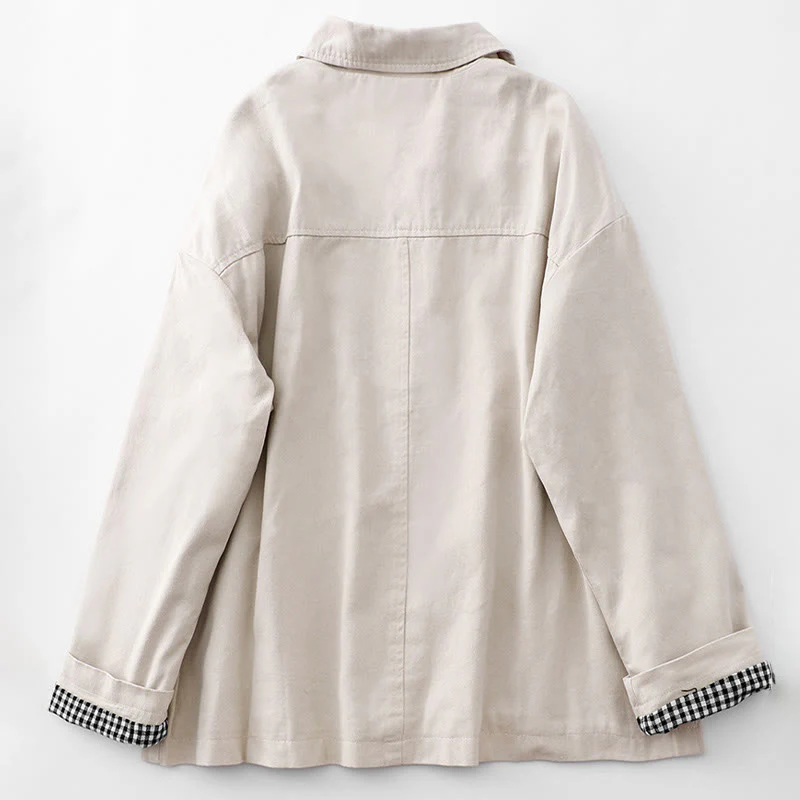 Buddha Stones Commute Patchwork Design Cotton Women's Jacket With Pockets