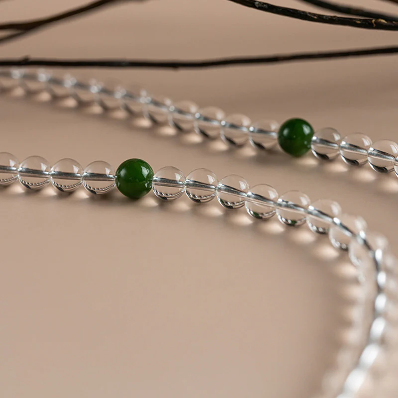 Buddha Stones 108 Beads White Crystal Jade Meditation Bracelet Mala