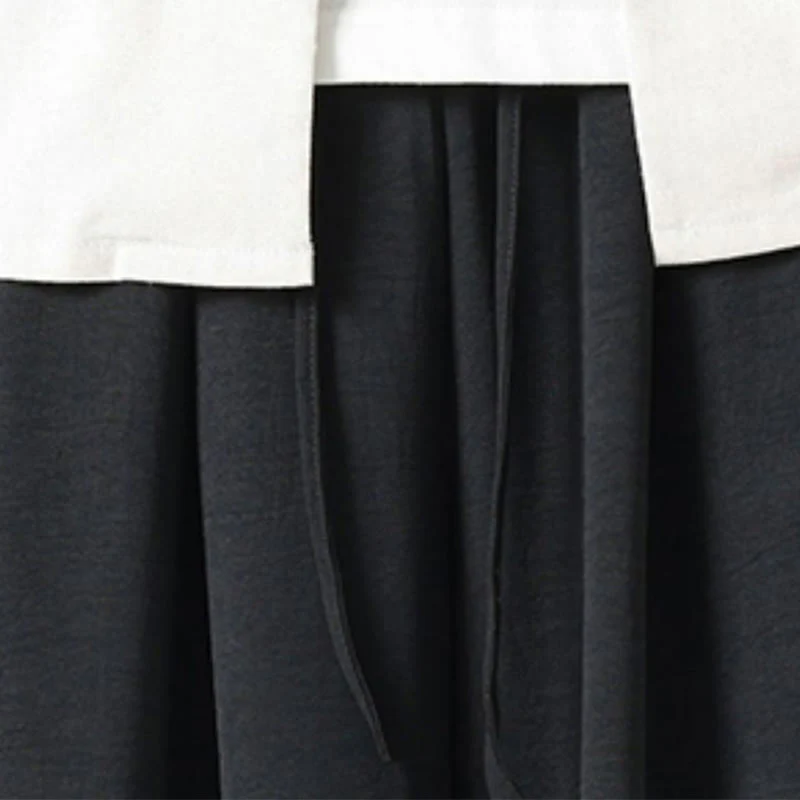 Buddha Stones Casual Loose Lanyard Design Waist Rope Men's 7-8 Length Spandex Pants With Pockets