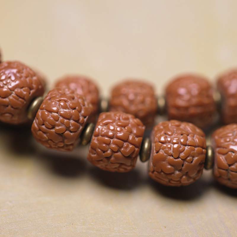 Buddha Stones 108 Mala Rudraksha Beads Bodhi Seed Dzi Bead Luck Auspiciousness Tassel Bracelet