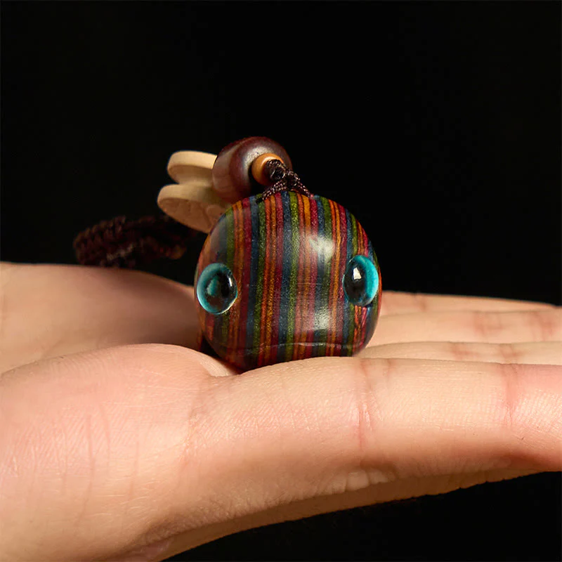 Buddha Stones Rainbow Eucalyptus Dolphin Carved Positive Key Chain Phone Hanging Decoration