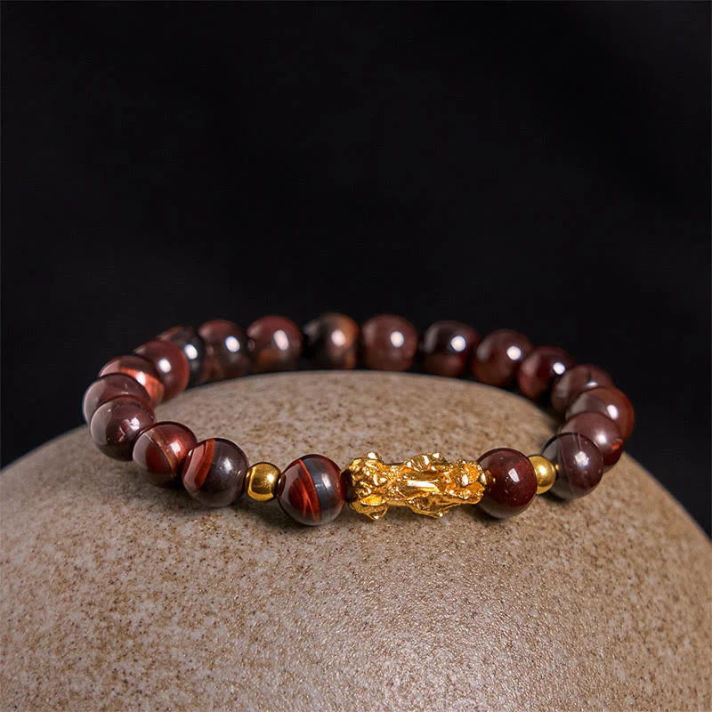 Buddha Stones Various Color Tiger Eye Beads Pixiu Wealth Courage Bracelet