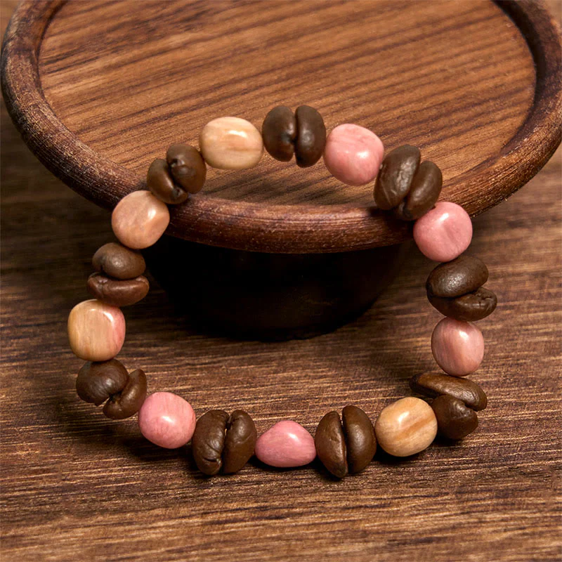Buddha Stones Handmade Natural Coffee Beans Irregular Stone Bracelet