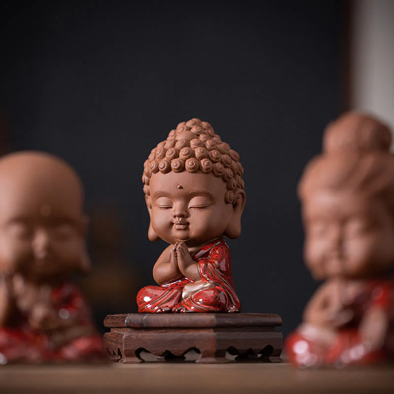 Buddha Stones Mini Gautama Buddha Sakyamuni Kwan Yin Avalokitesvara Ksitigarbha Serenity Ceramic Desk Decoration