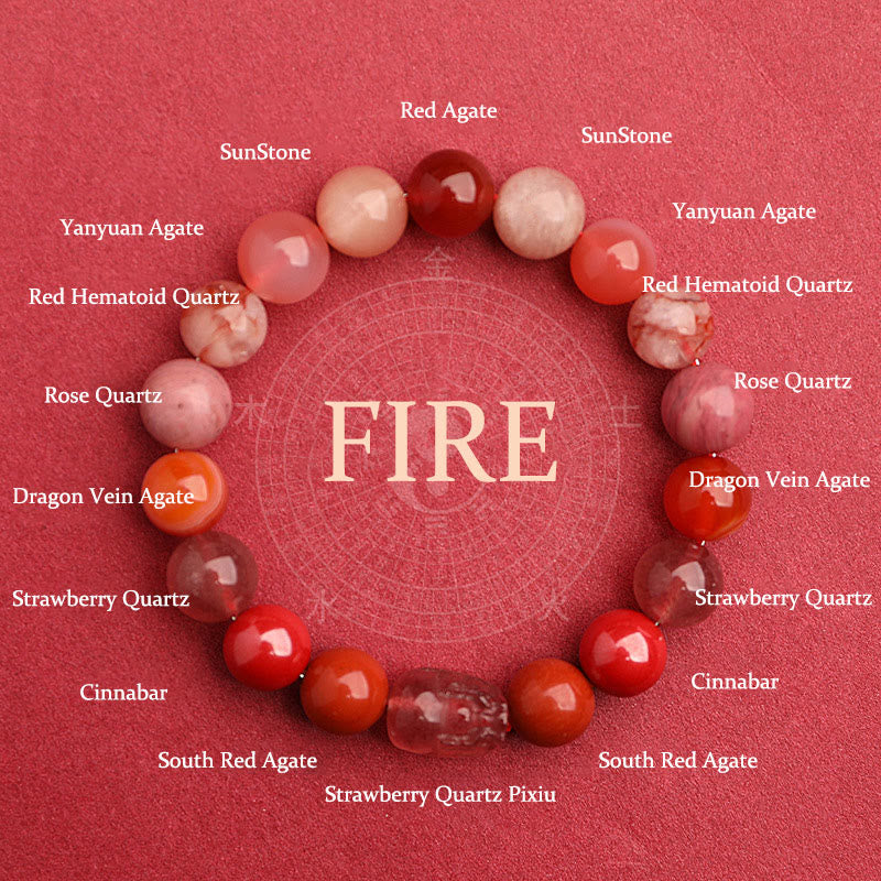 Buddha Stones Five Elements Various Agate Crystal Green Strawberry Quartz Moss Agate Green Phantom Luck Bracelet