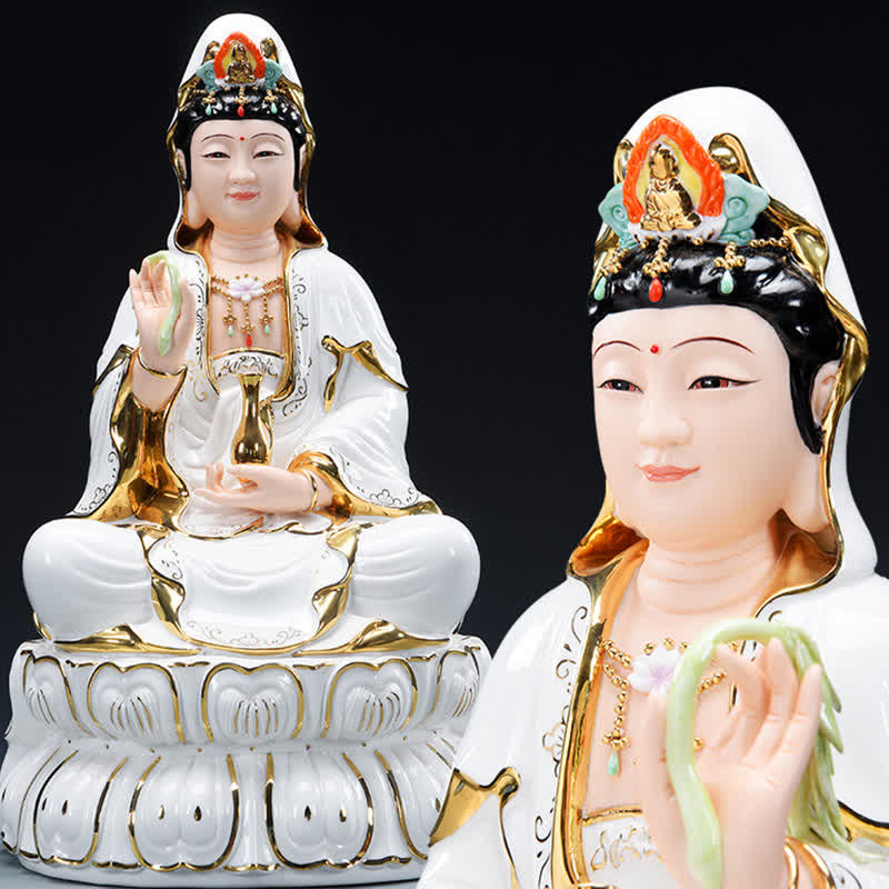 Buddha Stones Chenrezig Bodhisattva Avalokitesvara Success Ceramic Statue Home Decoration