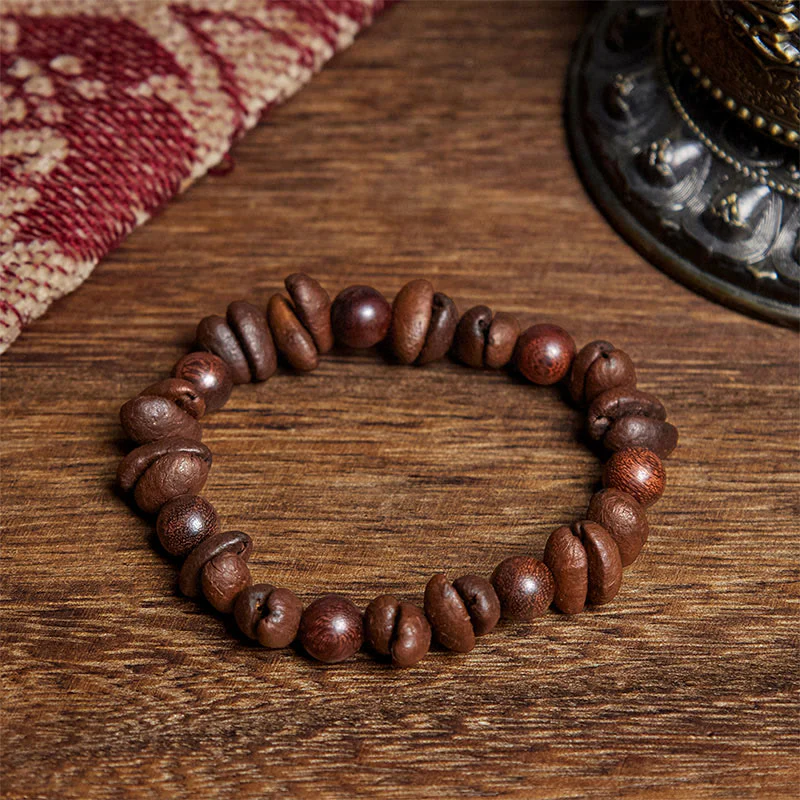 Buddha Stones Natural Coffee Beans Sandalwood Protection Bracelet