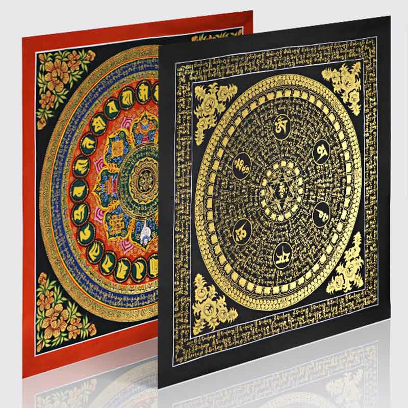 Buddha Stones Tibetan Thangka Painting Om Mani Padme Hum Scripture Handmade Decoration(Random Style)