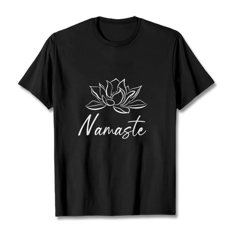 Buddha Stones Simple Lotus Flower Namaste Meditation Cotton Tee T-shirt
