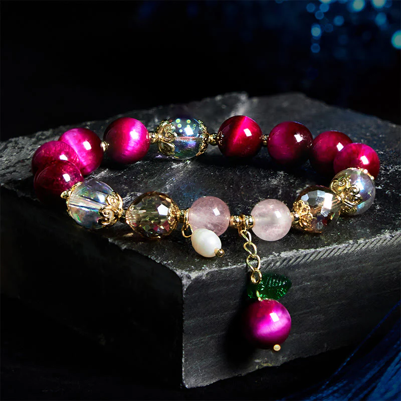 Buddha Stones Natural Red Tiger Eye Green Tiger Eye Beads Weight Balance Bracelet