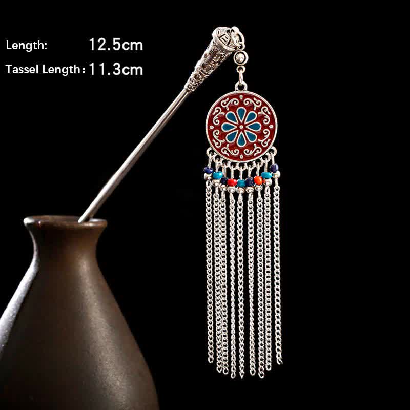 Buddha Stones Water Drop Lily of the Valley Flowers Tassels Confidence Hairpin