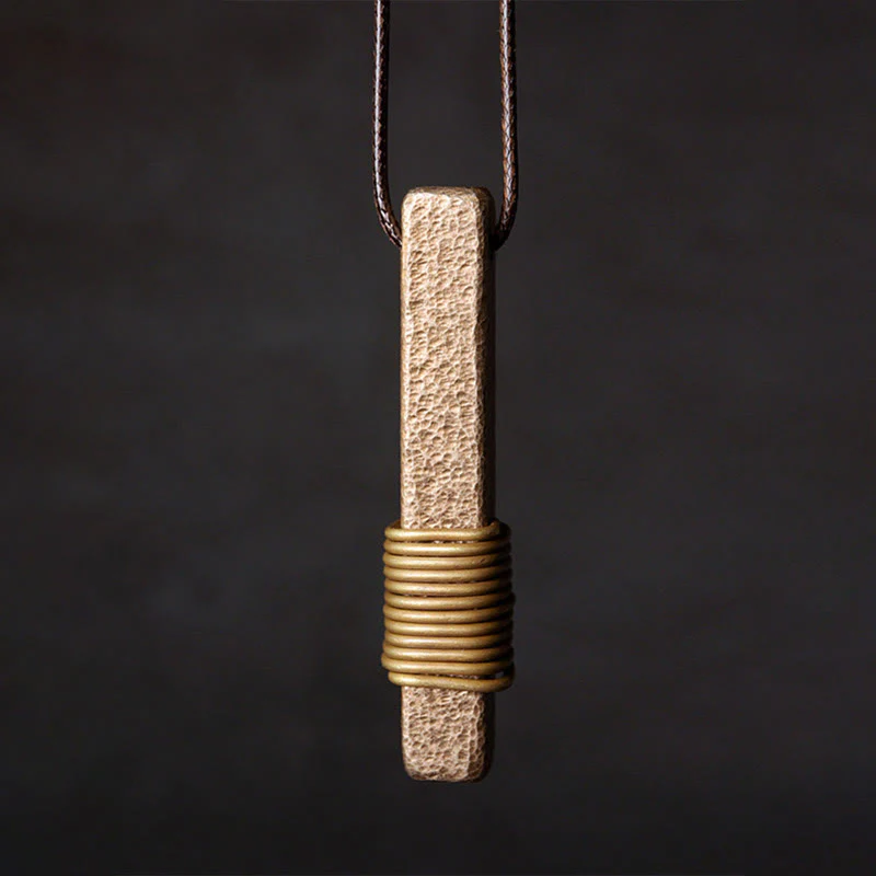 Buddha Stones Vintage Textured Design Copper Wealth Necklace Pendant