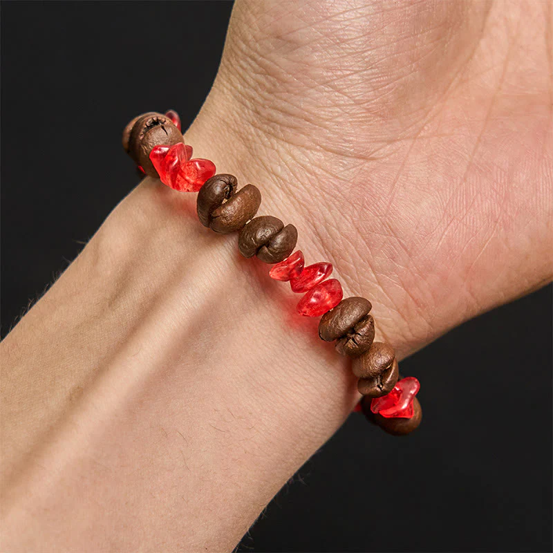 Buddha Stones Handmade Natural Coffee Beans Amethyst Citrine Amazonite Irregular Crystal Bracelet