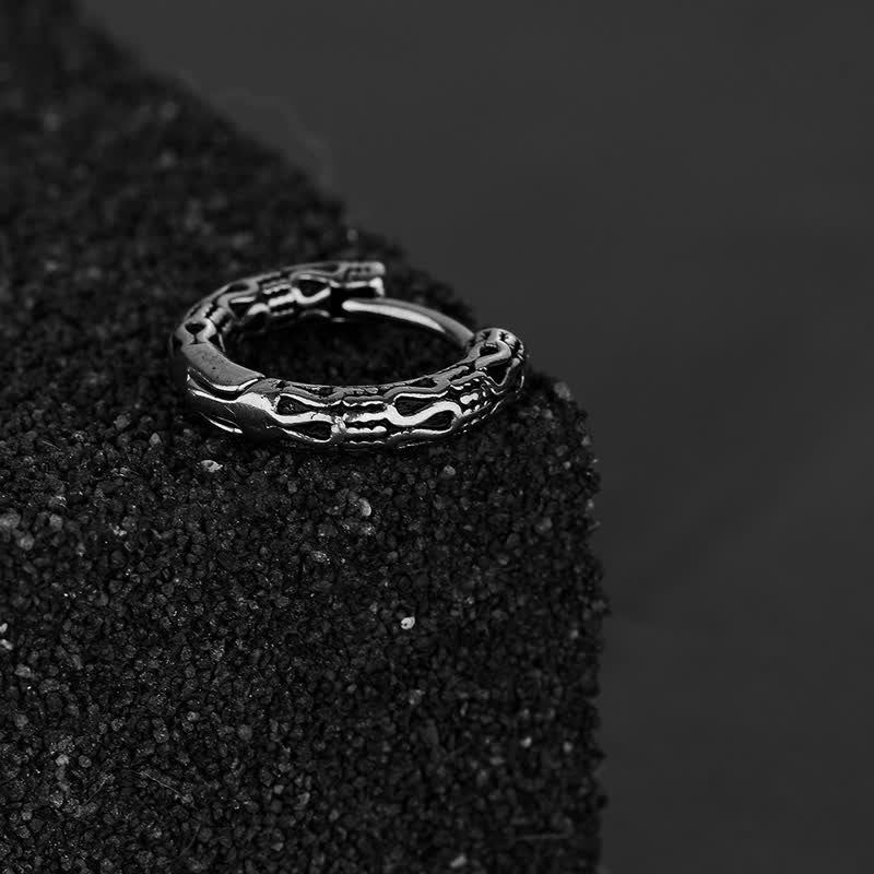 Buddha Stones Retro Pattern Titanium Steel Balance Earrings