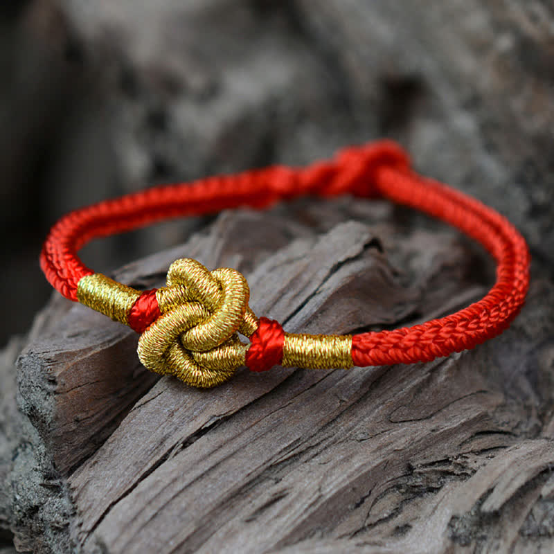 Buddha Stones Handmade Simple Design Chinese Knotting Luck Strength Braid String Bracelet