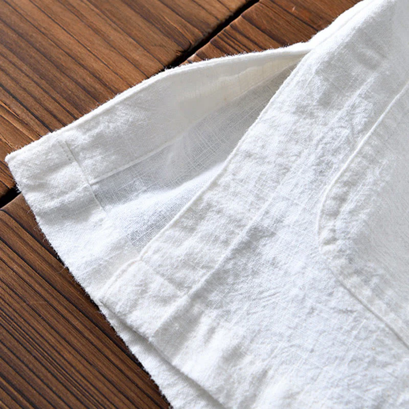 Buddha Stones Frog-Button Chinese Tang Suit Cotton Linen Men Jacket Shirt With Pockets