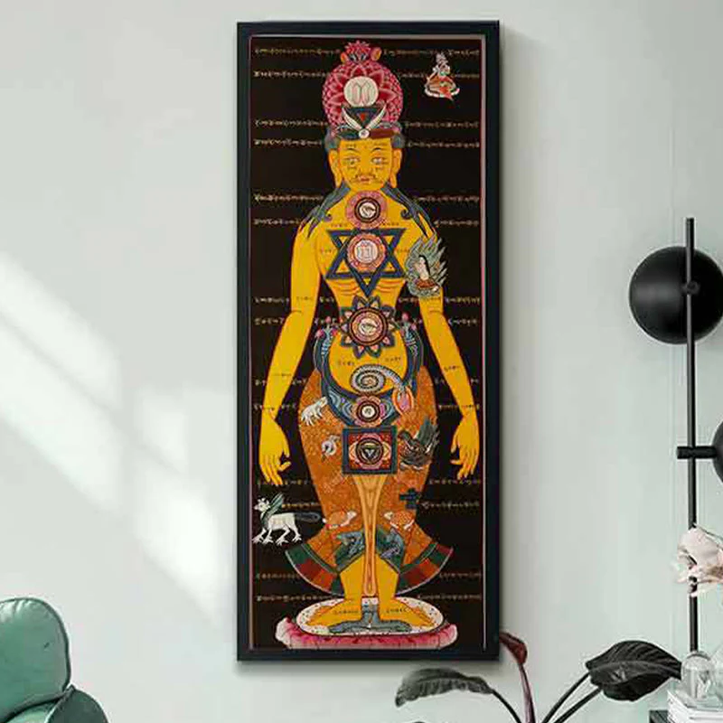 Buddha Stones Tibetan Thangka Painting Healing Handmade Decoration(Random Style)