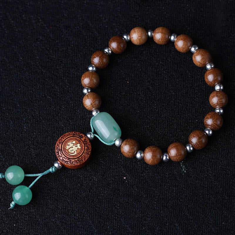 Buddha Stones Abelia Biflora Wood Happiness Protection Bracelet