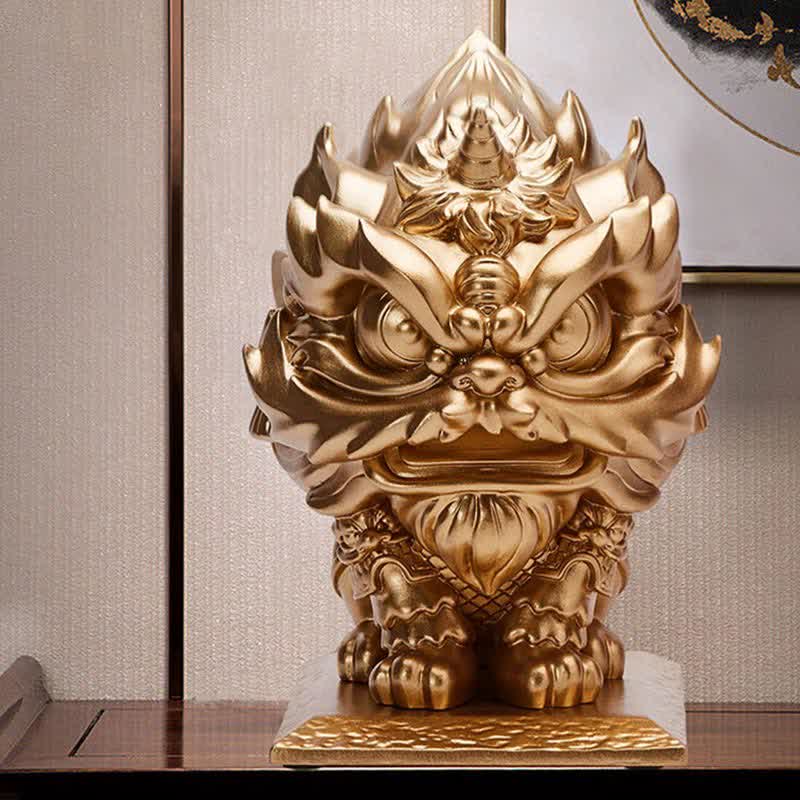 Buddha Stones Lion Statue Strength Resin Home Office Decoration