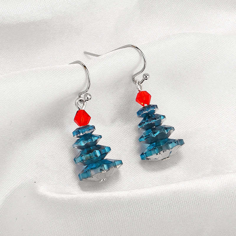 Buddha Stones Various Crystals Christmas Tree Amethyst Peace Healing Drop Earrings