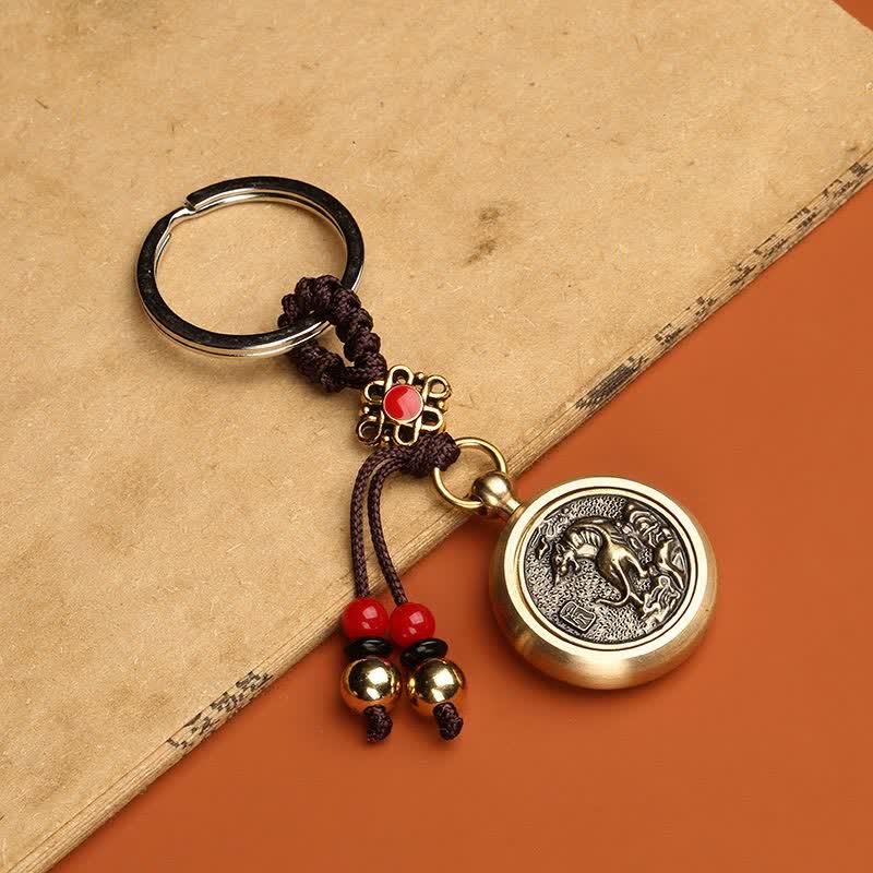 Buddha Stones 12 Chinese Zodiac Blessing Wealth Fortune Keychain