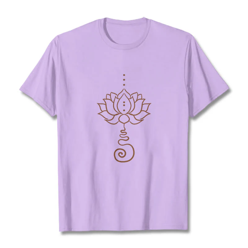 Buddha Stones Casual Lotus Design Cotton Tee T-shirt