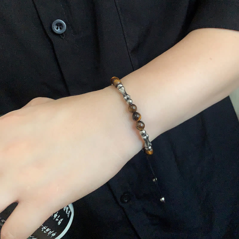 Buddha Stones Cute Bone Pattern Tiger Eye Courage Beads Bracelet